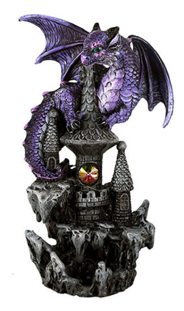 Pacific Giftware Small Guardian Dragon Protecting Castle with Rhinestone Rock Crystal Tabletop Decor Collectible Figurine Gift (
