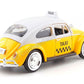 Motormax 1966 Volkswagen Beetle Taxi Yellow With White Top 1/24 Diecast Model Car