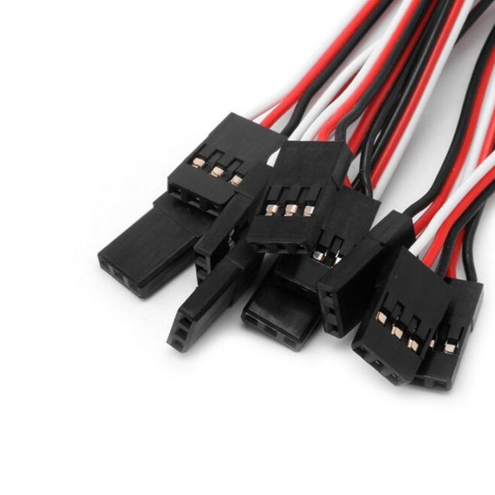 RCmall Servo Extension Cable Lead Wire 100mm 3.93 inch 3 Pin Cord Male to Male JR Plug for Futaba (Pack of 10PCS)