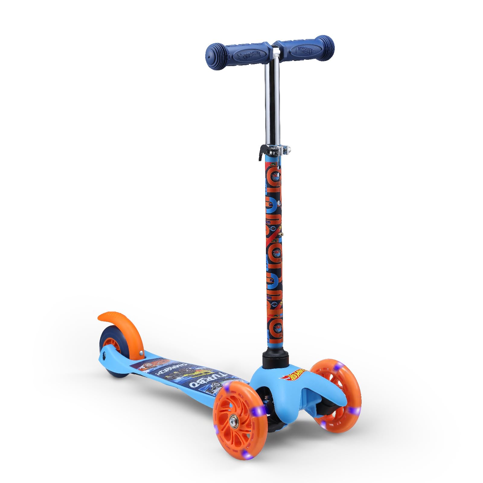 Hot Wheels Self Balancing Kick Scooter With Light Up Wheels, Extra Wide Deck, 3 Wheel Platform, Foot Activated Brake, 75 Lbs Limit, Kids & Toddlers Girls Or Boys, For Ages 3 And Up