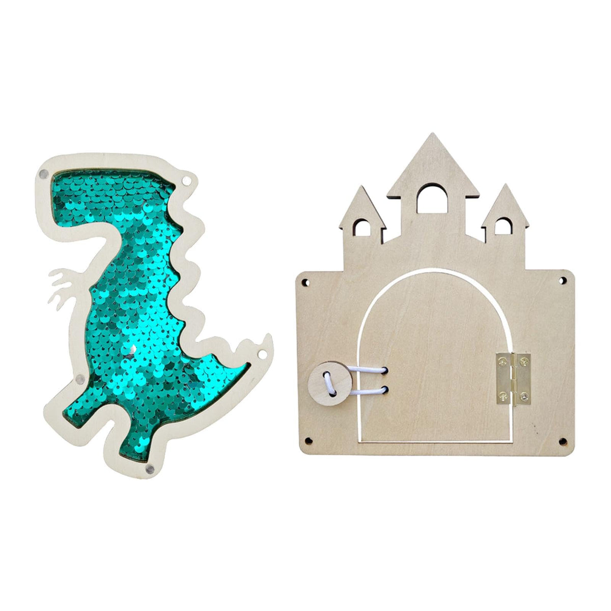 Styleheaven 2 Pieces Montessori Busy Board Diy Material Learning Activity Toy Girls Boys Green Dinosaur