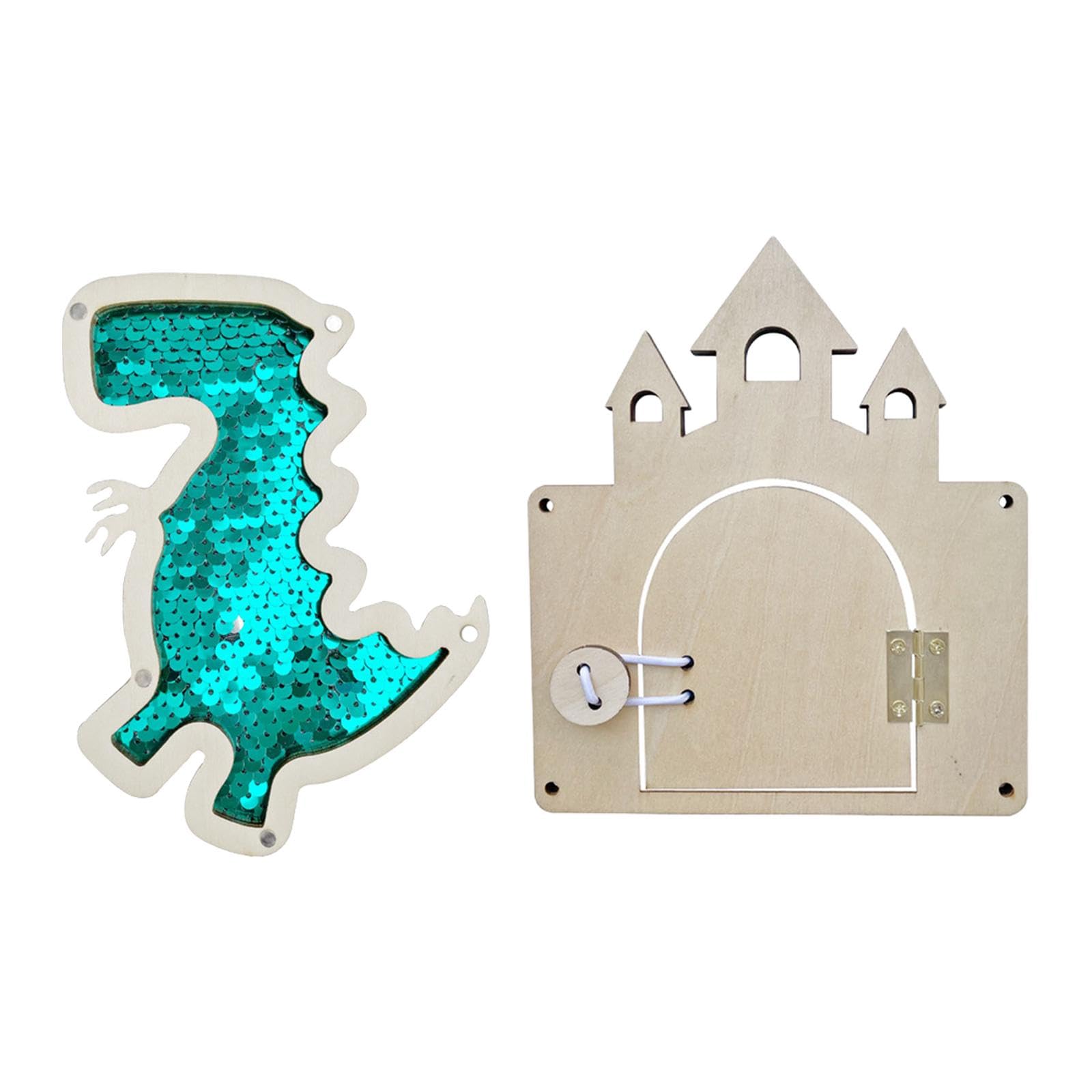 Styleheaven 2 Pieces Montessori Busy Board Diy Material Learning Activity Toy Girls Boys Green Dinosaur