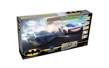 Micro Scalextric Justice League Batman Vs Joker Battery Powered 1:64 Slot Car Race Track Set G1155T ,Black