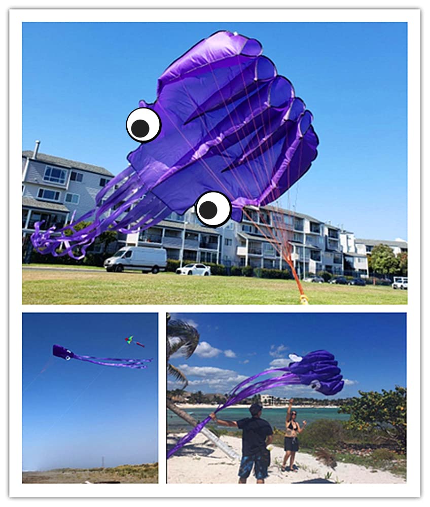 5M 3D Large Octopus Parafoil Kite With Handle & String, Fun To Fly, Outdoor Park Garden Beach Fun