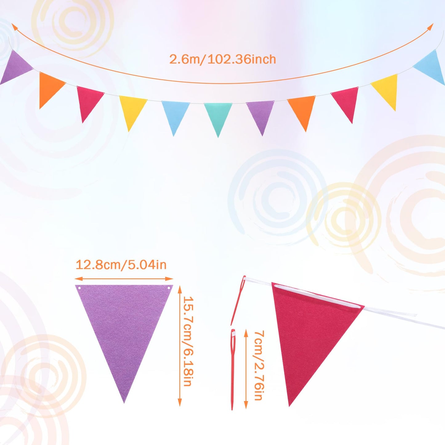 Outus 6 Sets Rainbow Pennant Banner Flags Garland Multicolor Bunting String Triangle Flags Bulk Rainbow Bunting for Carnival Bir