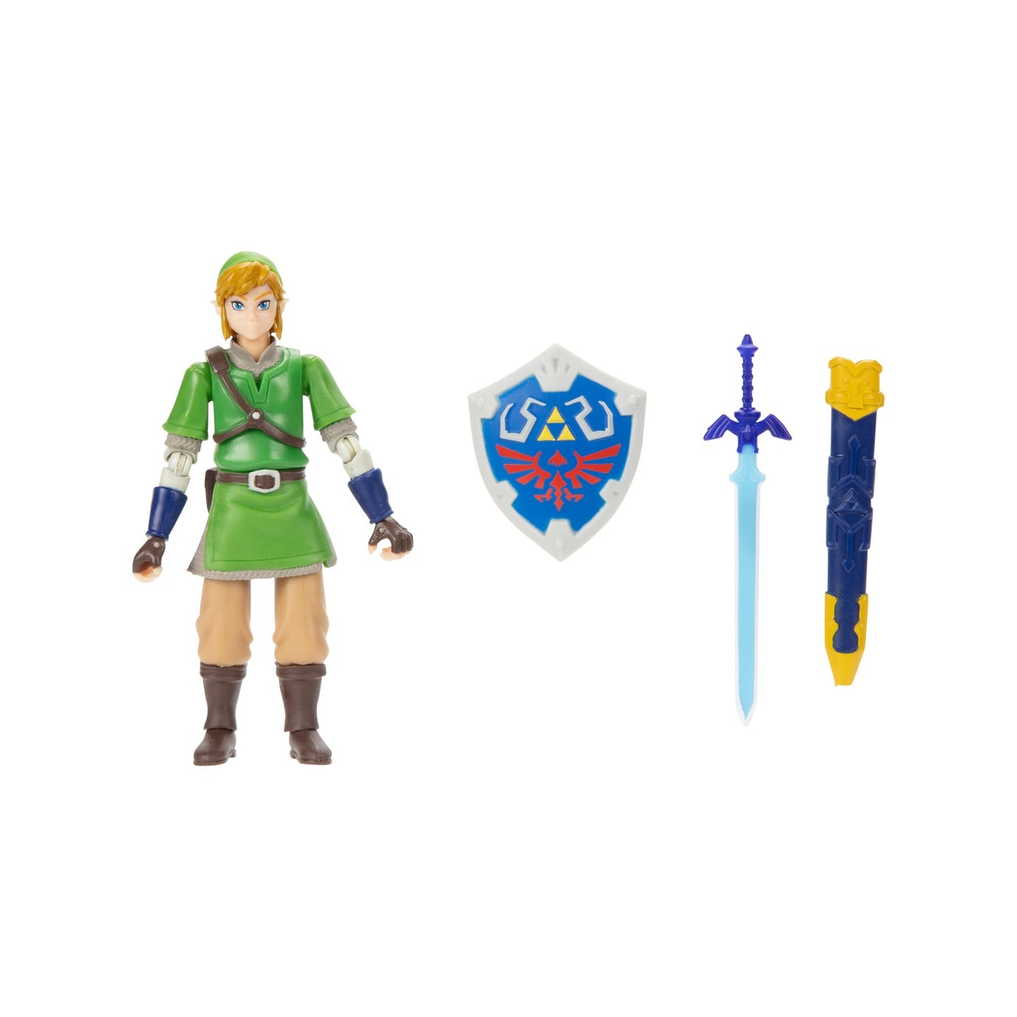 Nintendo Legend of Zelda Link Figure - 4 Inch Action Figure with Sword and Shield, Multicolor, Model 40432, Plastic Material