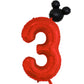 Hibilder 2Pcs Balloon Set Aluminum Foil, Red Number 3 & Mini Mouse Head, Birthday Party Decoration, Cartoon Theme, Unisex, Child