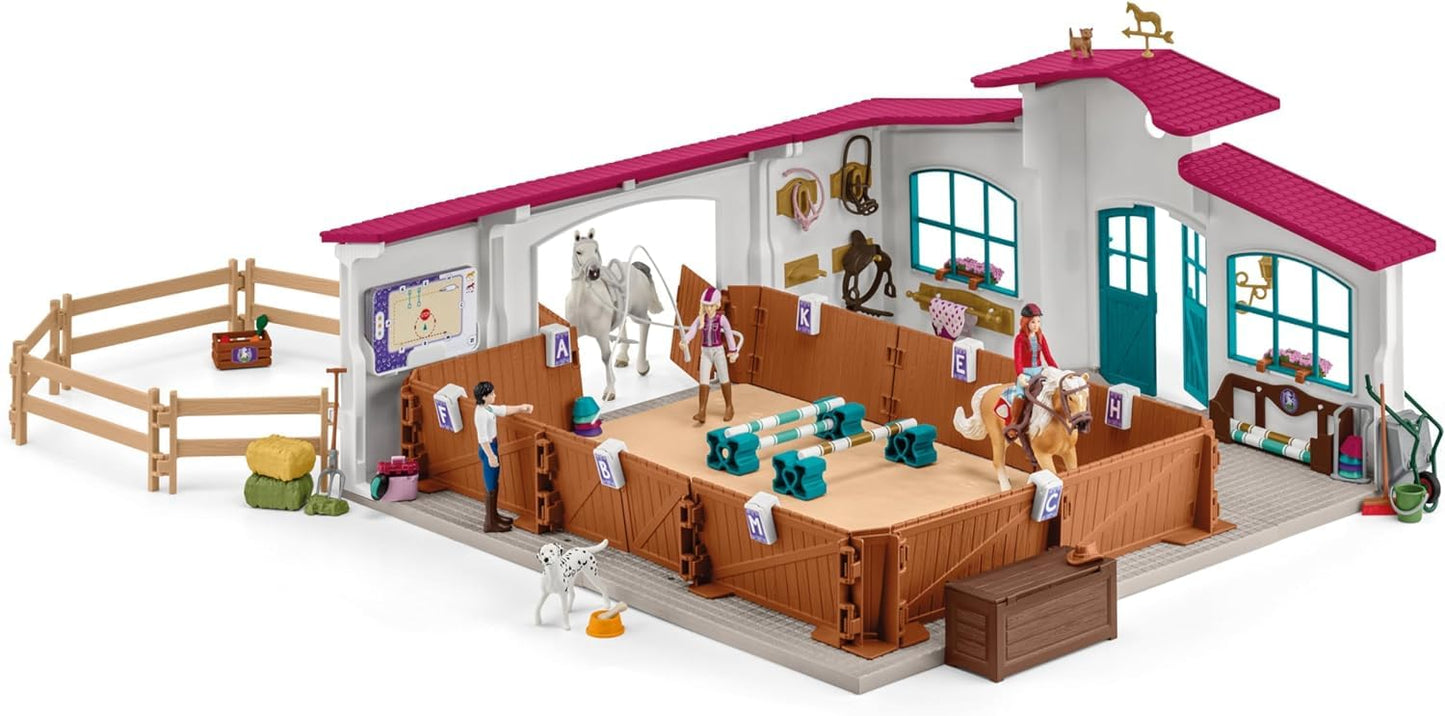 Schleich Horse Club Peppertree Riding Arena 179-Piece Horse Playset With Riding Arena Stable Set, 2 Horses, 3 Horse Rider Figurines And Horse Toys For Girls & Boys Ages 5+, 42639