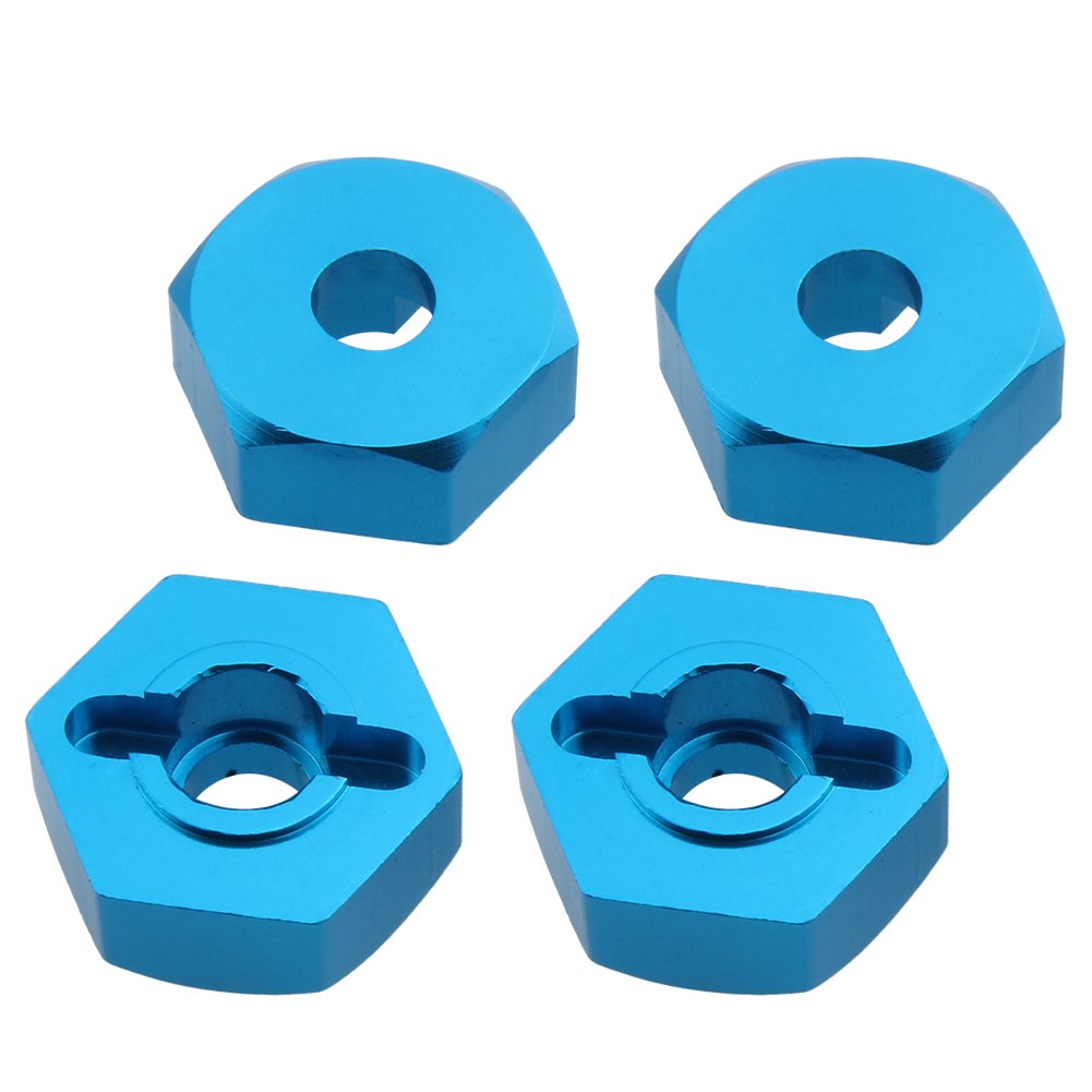 HobbyPark 12mm Aluminum Wheel Hex Drive Hub Adaptor (4P) & M4 Locknut (4P) RC Model Car Parts Blue