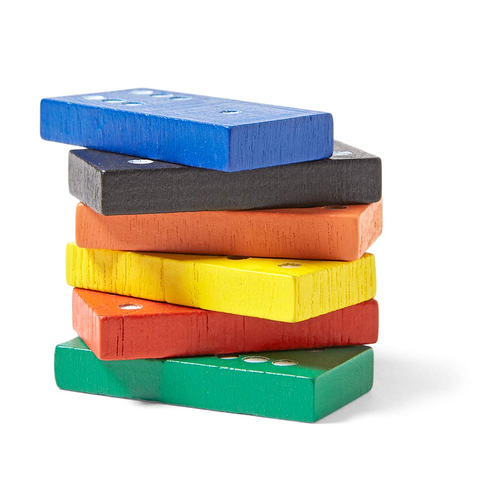 hand2mind Wooden Dominoes Set, 28 Double Six Blocks, Montessori Math Manipulatives, Classroom Learning Games, Assorted Colors (6 Sets)