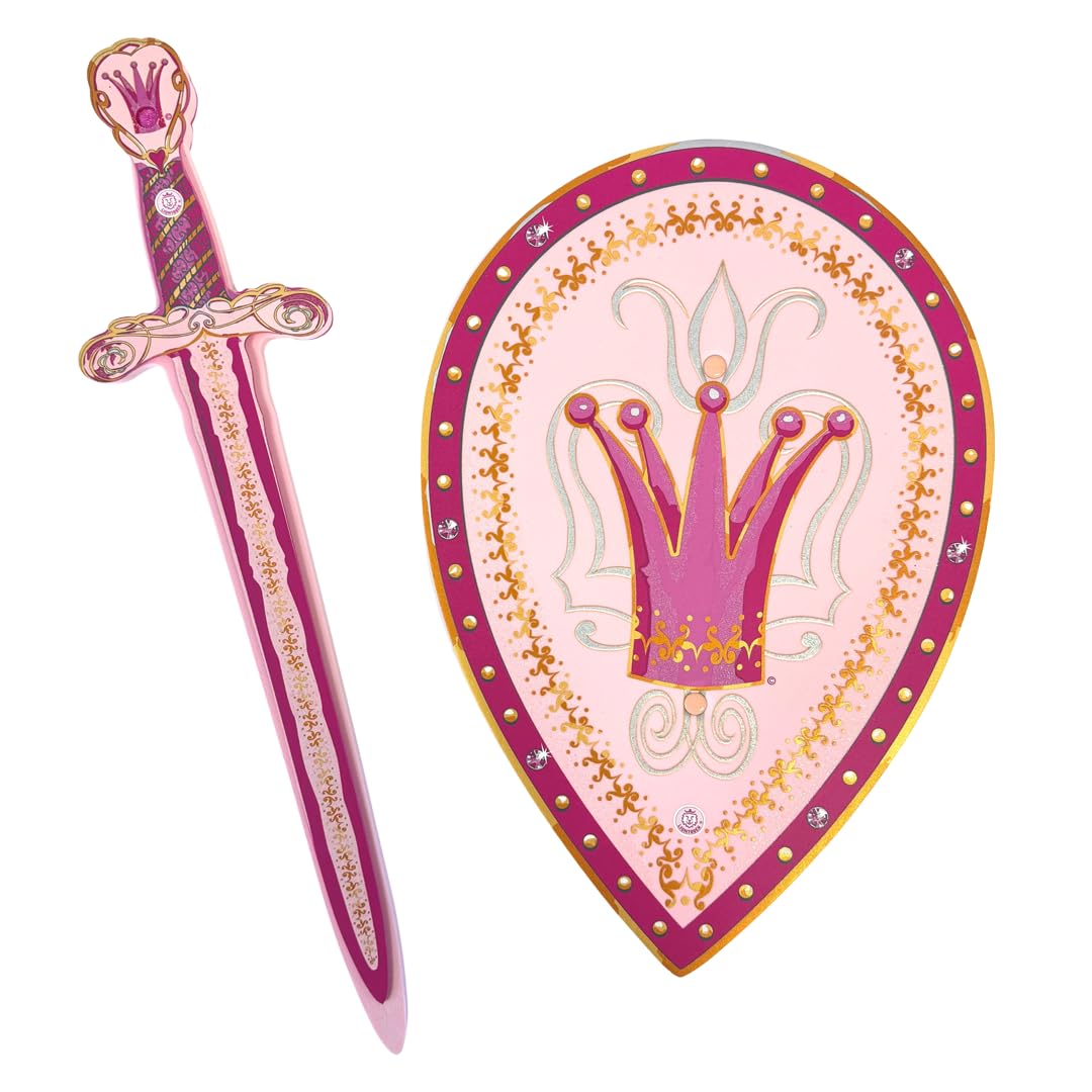 Liontouch - Queen Rosa Toy Set for Girls - 3-6 Years | Pink Foam decorative replica blade & Shield for Pretend Play for Toddlers in Glittering Medieval Style | Safe & Durable Accessories for Royal Dress Up & Costumes