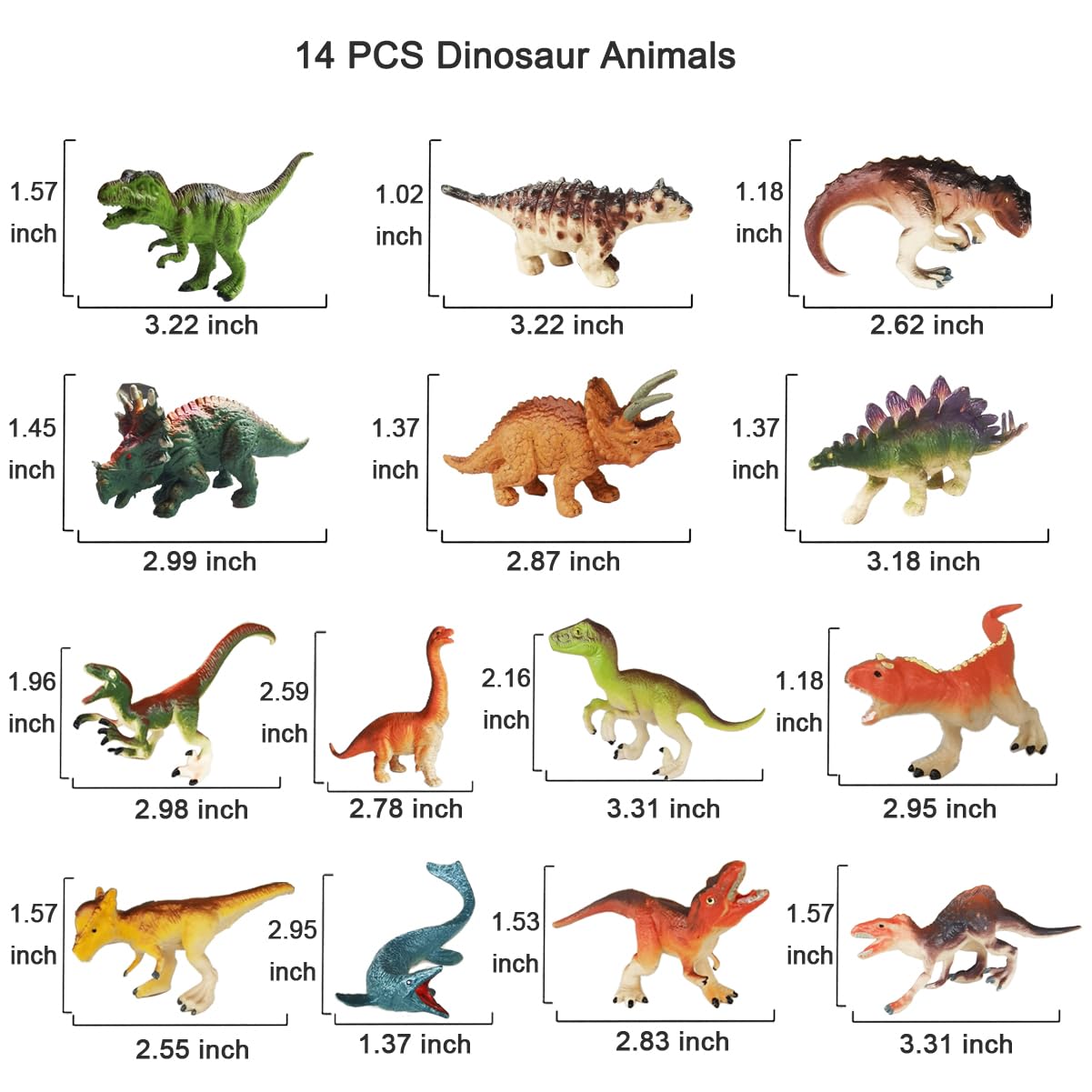 14 Pcs Figures Toys Realistic Mini Dinosaurs Animal Figurines, Plastic Learning Educational Playset Animal Themed Party Supplies Cake Topper Ornaments For Easter Egg Birthday Christmas