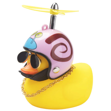 Wonuu Rubber Duck Car Ornaments Yellow Duck Car Dashboard Decorations Cool Glasses Duck With Propeller Helmet (Snail-Yellow)