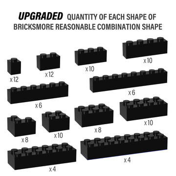100 Piece Black Bricks Bulk, 12 Size Black Classic Building Blocks Bricks, Compatible With Lego Parts And Pieces(Color: Black)
