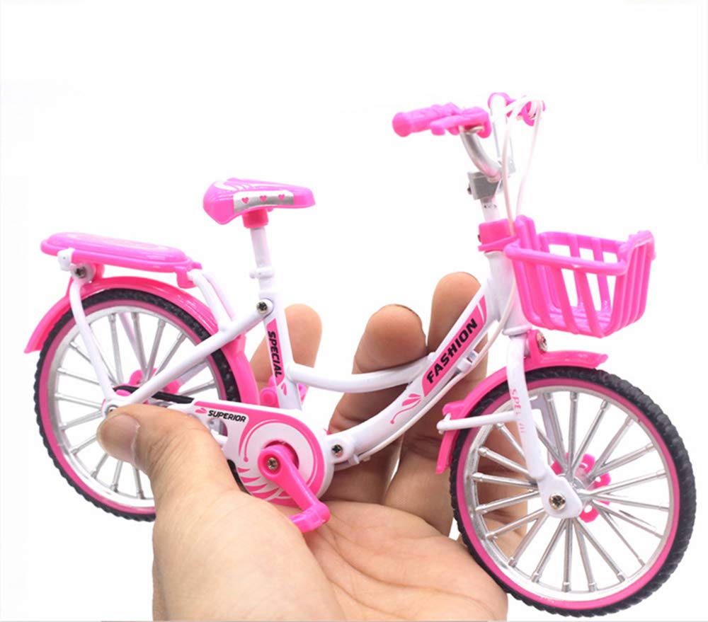 Ailejia Finger Racing Bicycle Mountain Bike Cake Topper Mini Dirt Bike Bicycle Model Cool Boy Toy (Pink)