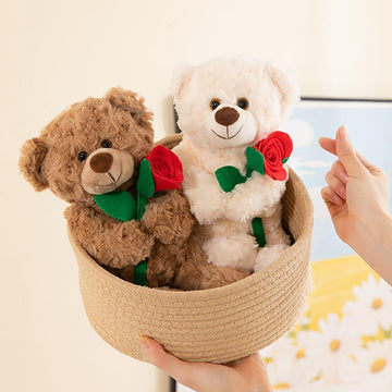 Wgxzyq Teddy Bear Stuffed Animal With Rose, Soft Cuddly Stuffed Plush Bear, Gifts For Kids Baby Toddlers On Baby Shower, Valenti