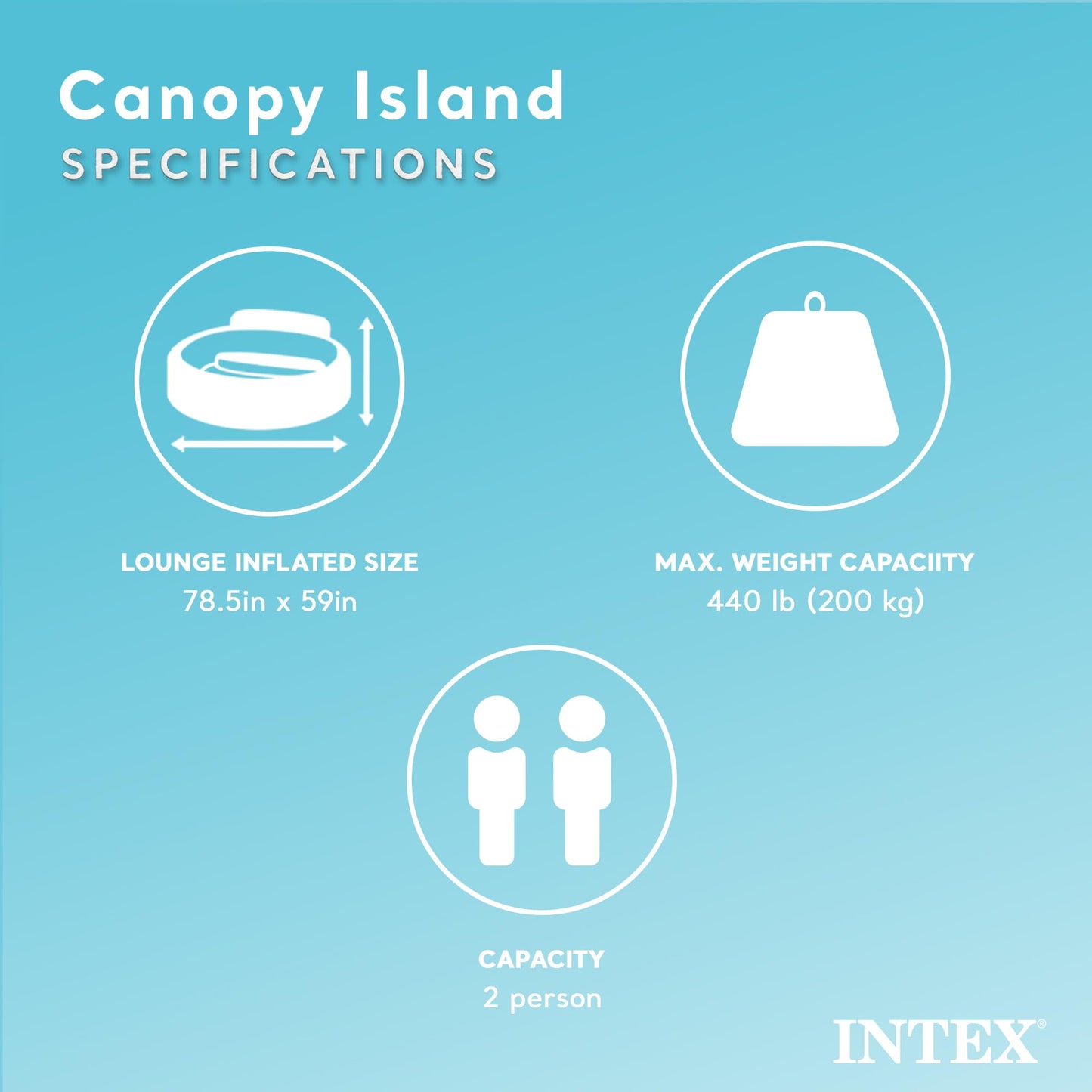 Intex 58292Ep Canopy Island Inflatable Pool Float: Comfortable Lounge Surface - Built-In Cup Holders - Detachable Sunshade - 440