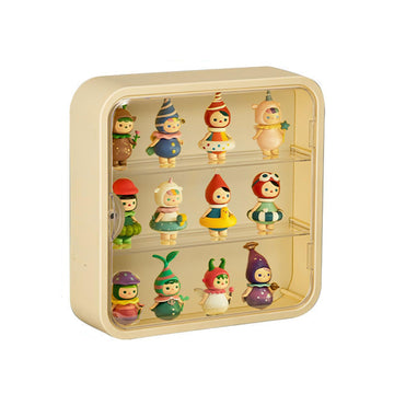 Clear Display Case For Figures, Wall-Mounted Doll Storage Box, Adjustable Display Stand With Door Dust And Moisture Proof Suitable For Lego Collectibles Action Figures Pop Mart (Yellow)
