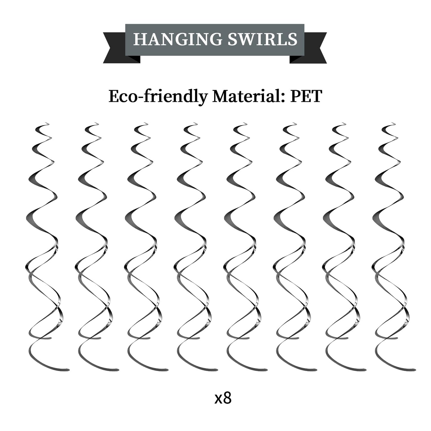 LITAUS, Birthday Decorations, NO DIY - Pack of 16 | Black Happy Birthday Banner, Honeycomb Balls, Swirls, Garland | Happy Birthd