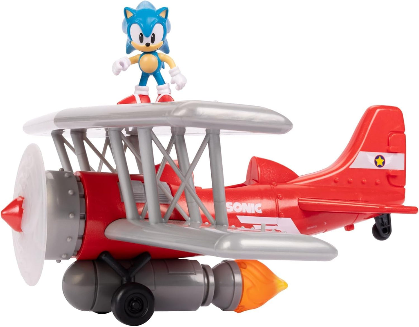 Sonic The Hedgehog Tornado Biplane Playset with 2.5" Action Figure, Lights & Sounds, Plastic, Model 423284-1, Biplane Color