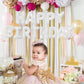 Toniful White Happy Birthday Balloons Banner With Ribbon Straw, 16 Inch Mylar Foil Letters Birthday Sign Banner Balloon Bunting