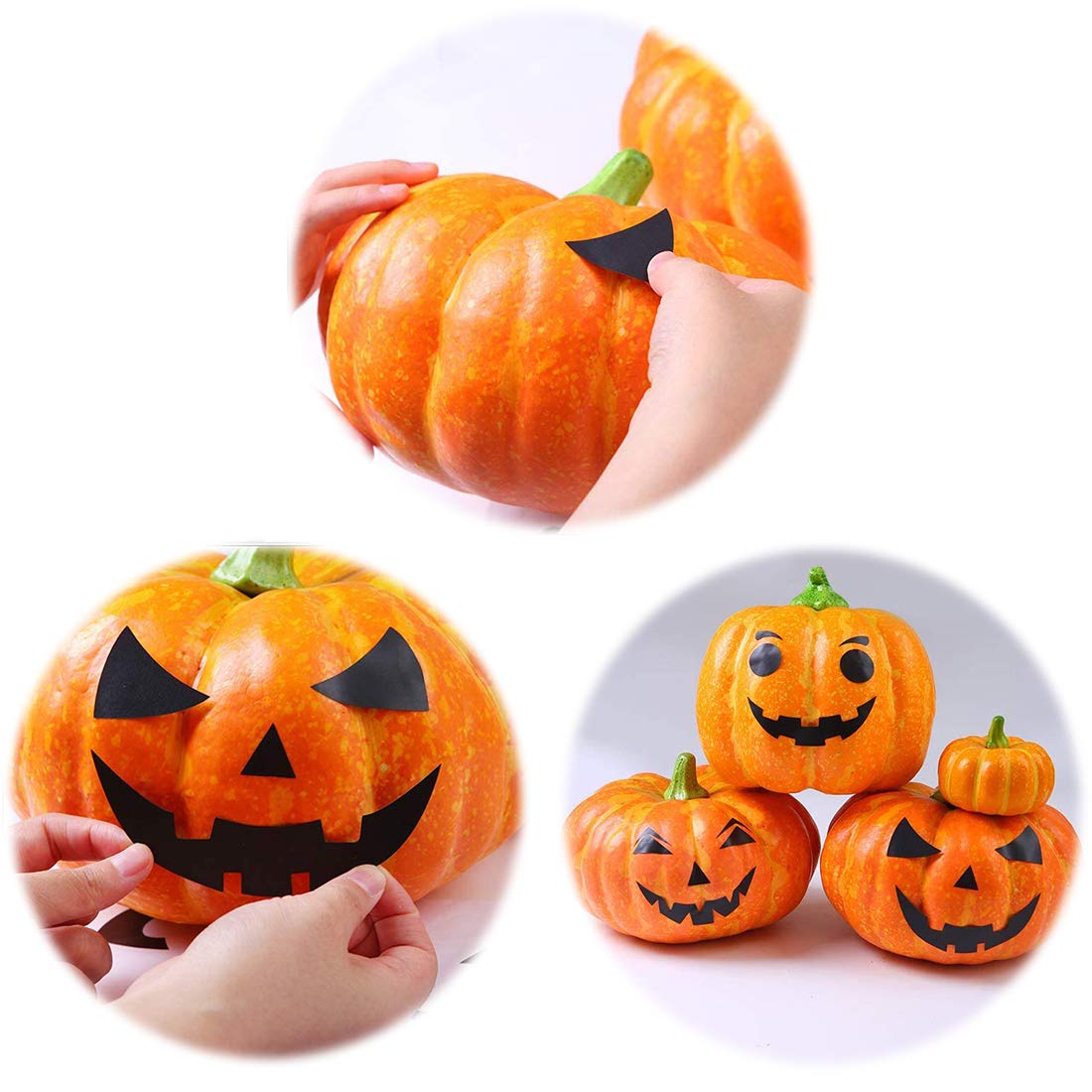 Gustum Pumpkin Decorating Stickers Kits Props Etching Pumpkin Template 18 Sheets Make Your Own Jack-O-Lantern Face Craft Decals