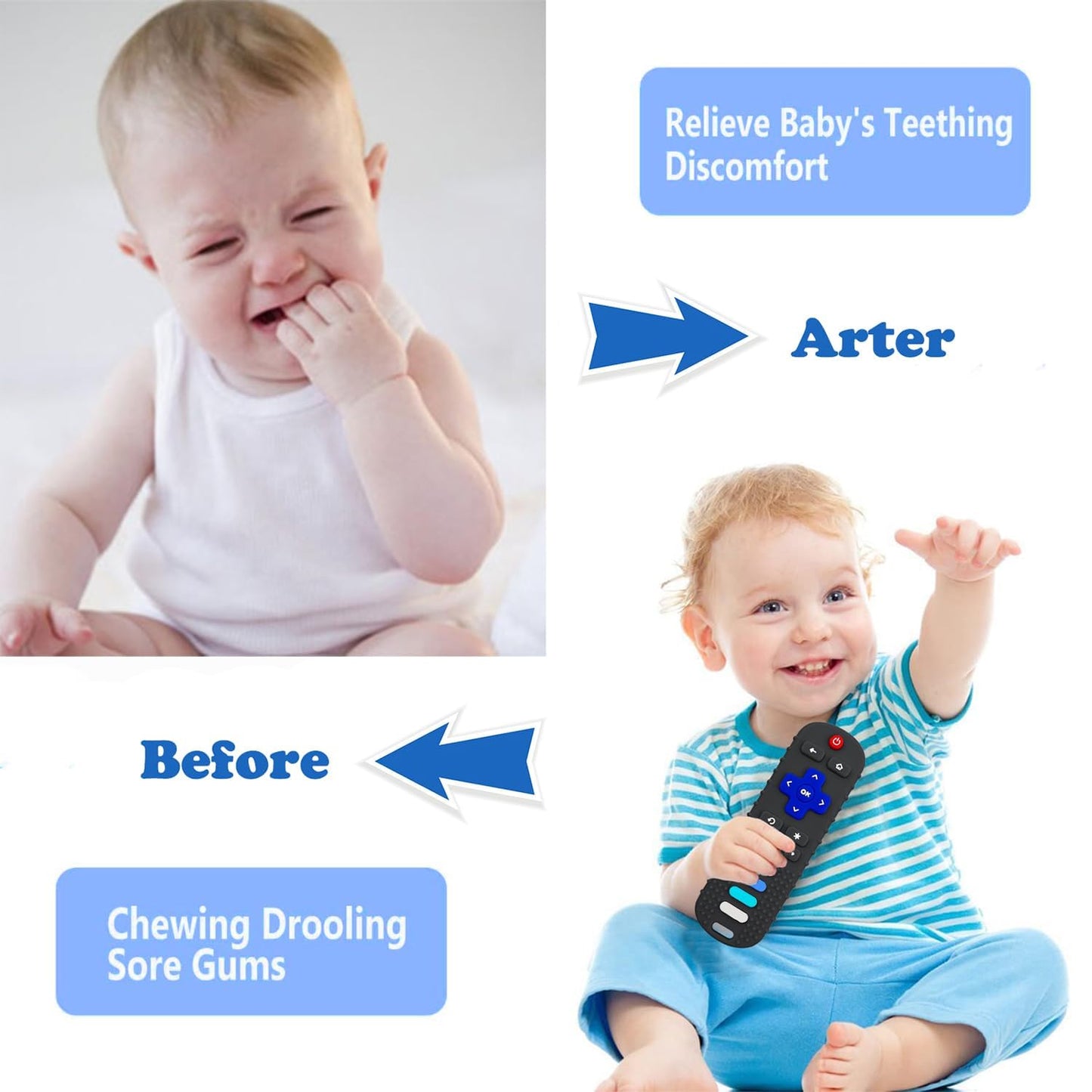 Yapromo Baby Teething Toys, Silicone Reomte Teether Toys, Cute Chew Toy For Babies 18+ Months, Remote Control Shape Teething Toys, Early Educational Toy Bpa Free
