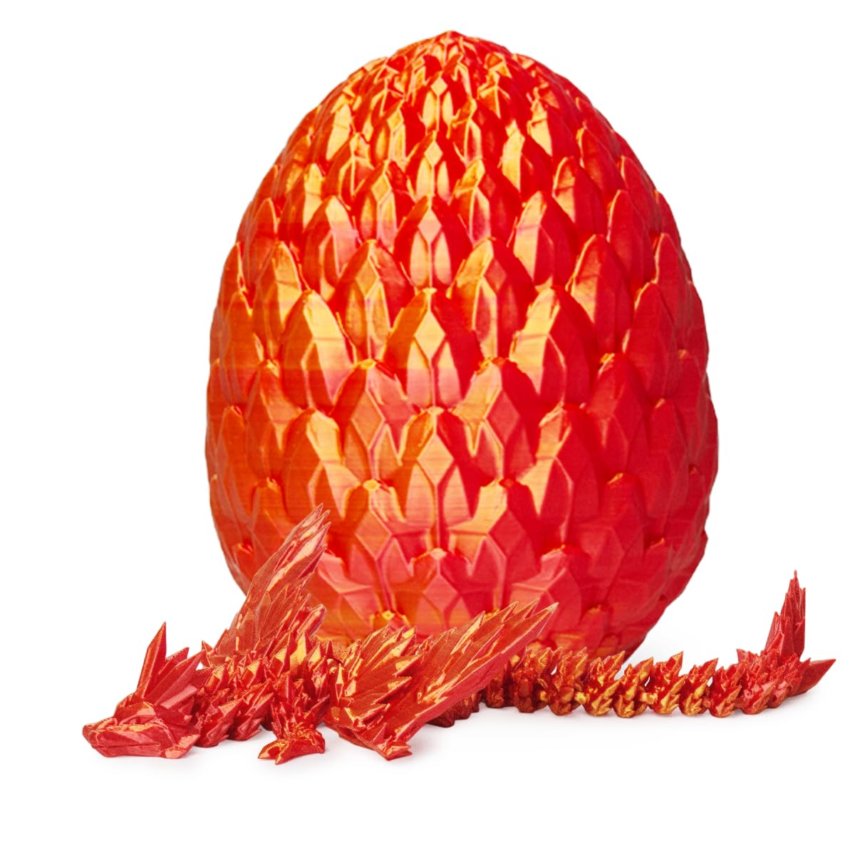 AUMEILLER 3D Printed Flying Dragon Egg,Crystal Dragon Fidget Toy in Egg,Executive Desk Toys-Laser Red
