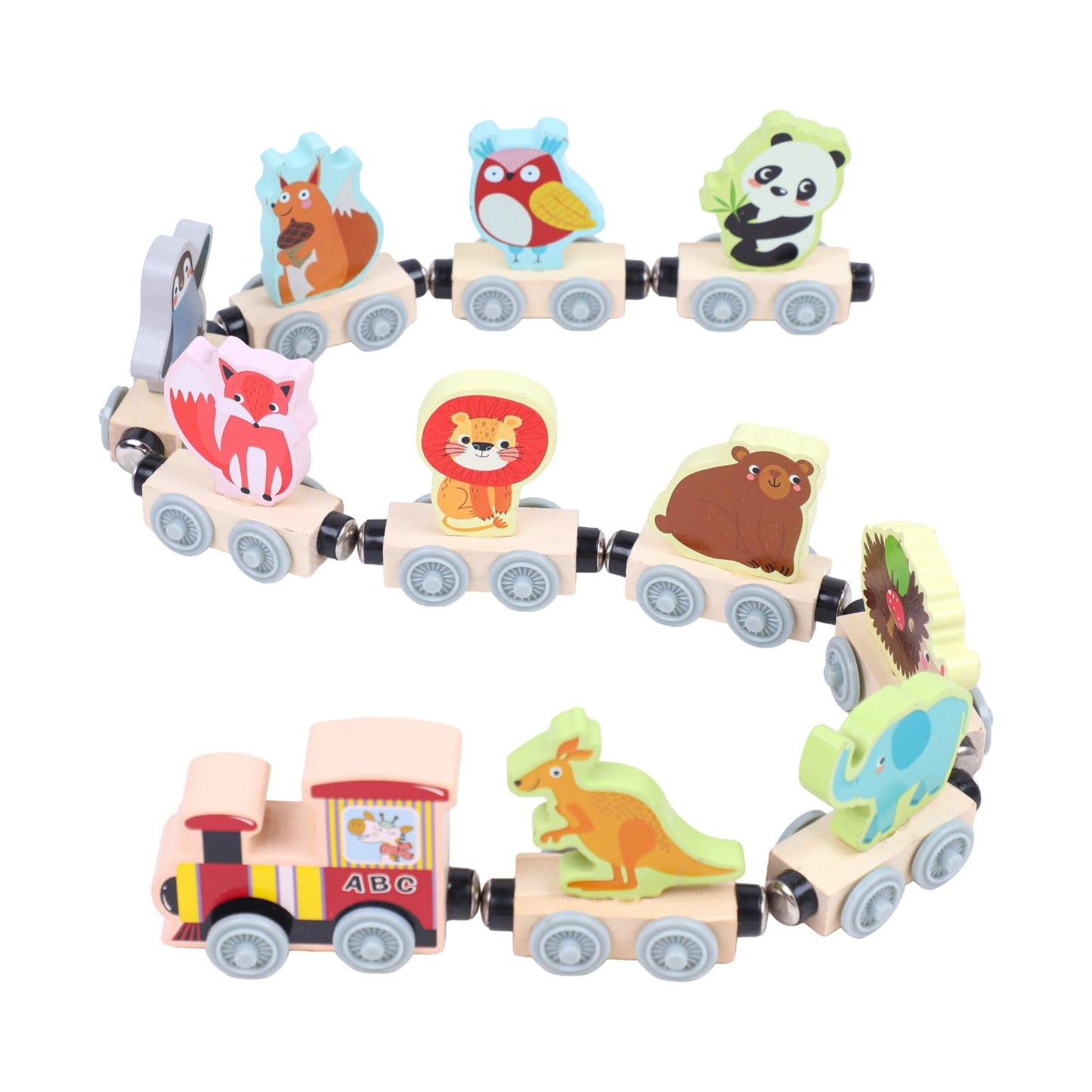 Pn Avan Transportation Wooden Toy Train 11 Pcs Set Enlightenment Wooden Toy Train For Toddlers, Transportation, Color Recognitio