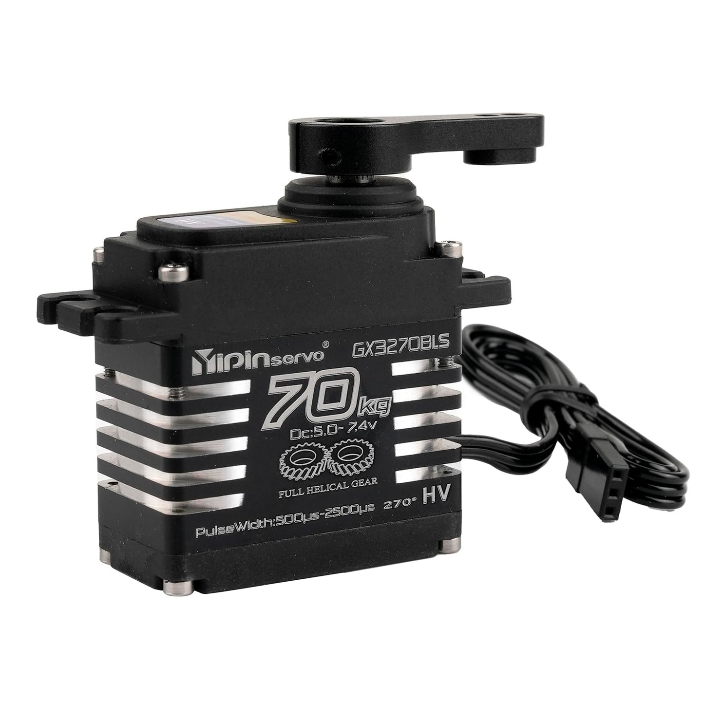 Rcmakl 70KG High Torque,GX3270BLS Digital RC Servo, 180/270/360 Degree Metal Gear, IP68 Brushless Motor, Black (270 Degree)