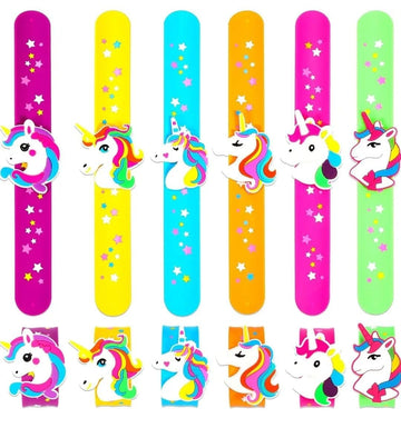 STORE 2508 Silicone Unicorn Slap Bracelets, Pack of 6, Kids Adults