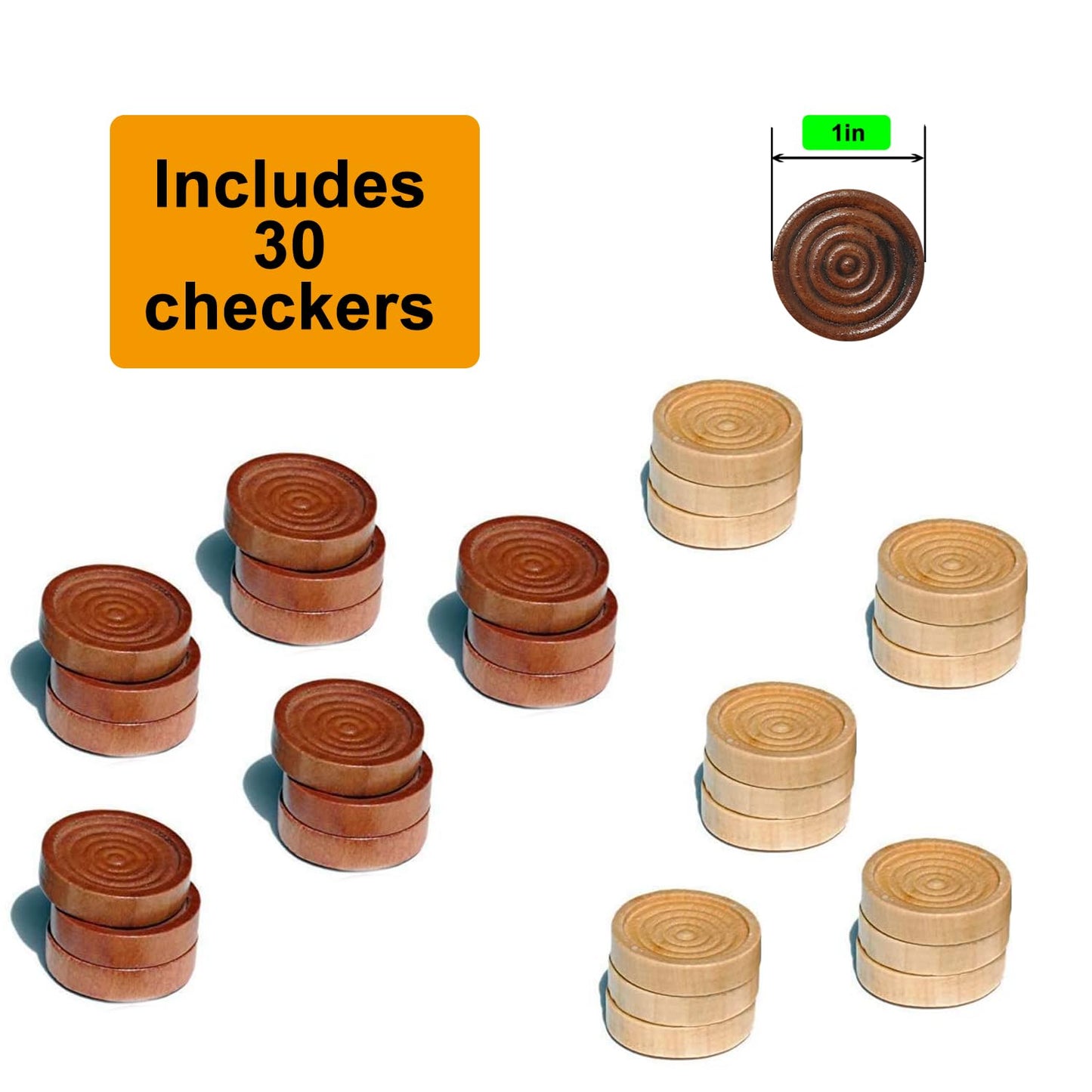 Hellpnoom 30 Pieces Of Checkers Just One Game- Wooden Chess Pieces Only-Checkers Pieces