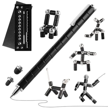 Moonhua Magnetic Pen Fidget Toy, Black Magnet Metal Writing Pen Toy For Anxiety Relief, Diy Multifunctional Decompression Pen For Kids Adults, Idea Gift For Christmas Classroom Teens Party Supplies