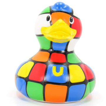 80S Cube (Rubicks) Rubber Duck By Bud Ducks | Elegant Gift Packaging - ''Puzzled!'' | Child Safe | Collectable