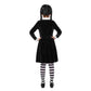 Spooktacular Creations Girls Collar Black Dress, School Girl Costume With Wig, Long Sleeve Velvet Skater Dress For Kids Toddler Halloween, Cosplay Themed Party (Medium, 8-10 Yrs)