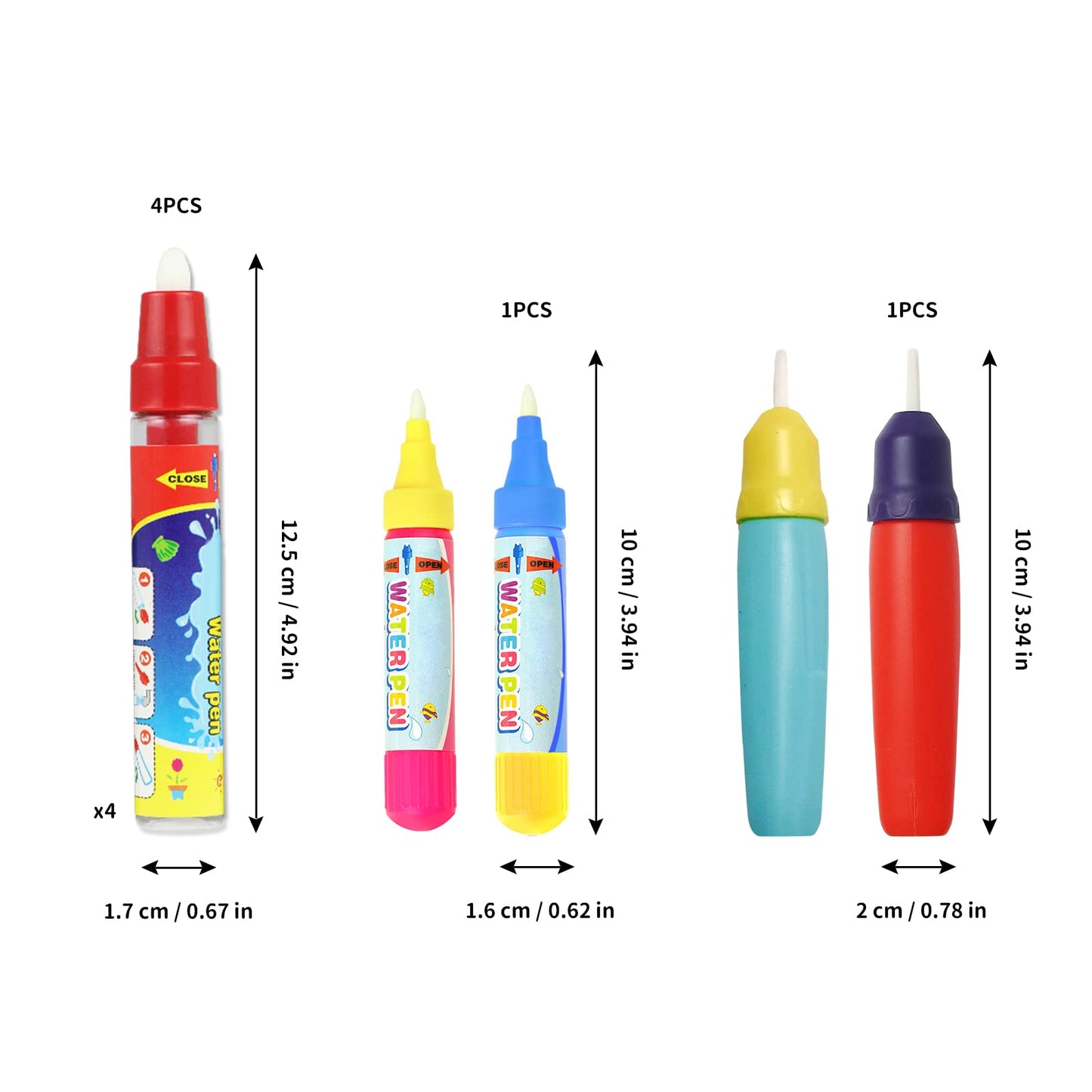 Joyfia 8 Pieces Water Doodle Pens Replacement Water Markers, Drawing Doodle Pens for Toddlers Kids Painting, Mess Free Coloring