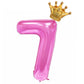 40Inch Pink Number 7 Crown Balloons Set, 7Th Birthday Balloons For Women And Girls, Wedding Anniversar Celebration Decorative Ba