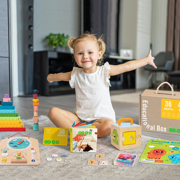Tookyland Early Learning Toy Bundle - 6 In 1 Box Educational Montessori Play Set; Wooden Toddler Toys For 3 Year Old +