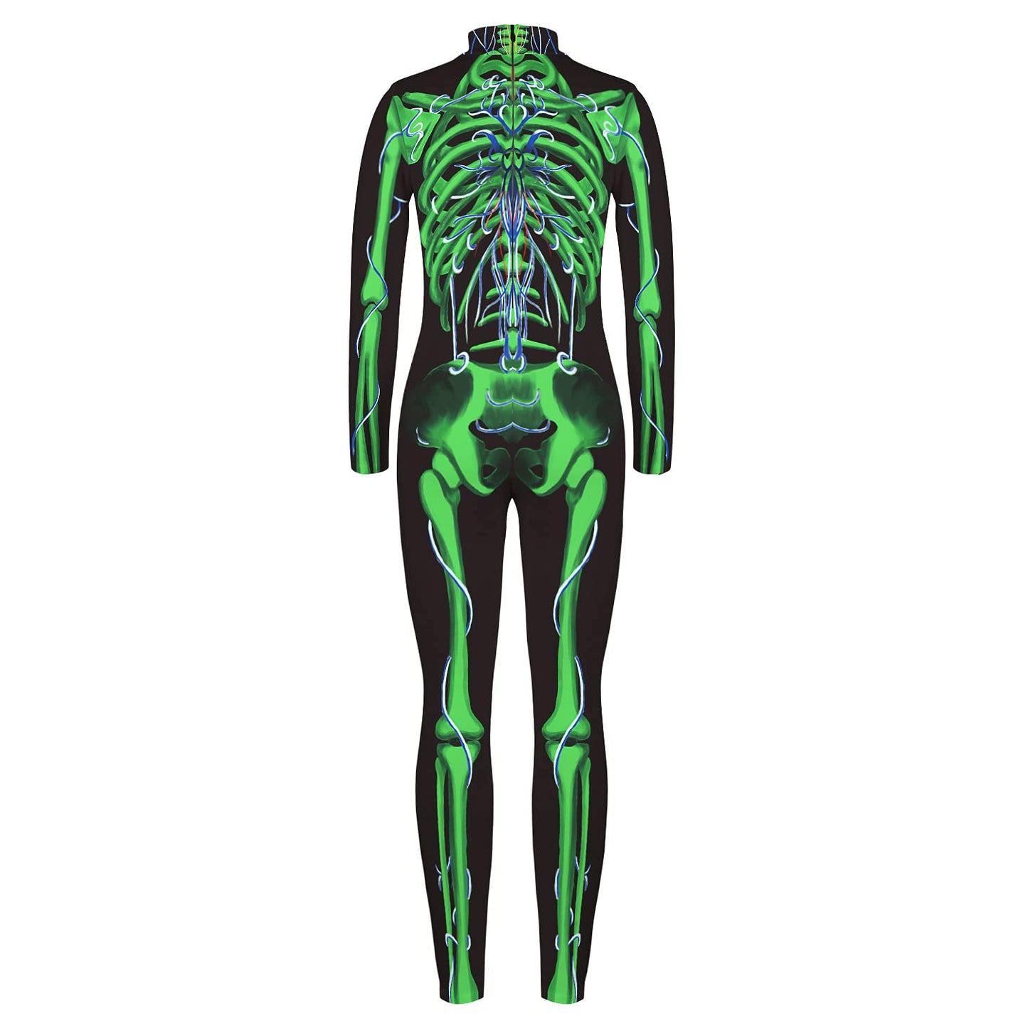 Remimi Boy'S Skeleton Skin Costume Zipper Girls Halloween Bone Skull Bodysuit Outfits Green M