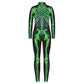 Remimi Skeleton Costumes For Girl Zip Back Long Sleeve Halloween Skull Bodysuit Jumpsuit Green L