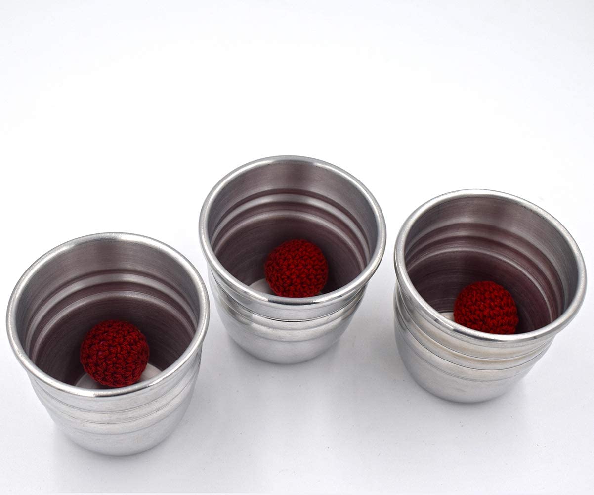 BrilliantMagic Magic Cups and Balls-Professional Performance Grade Polished Aluminum Cups and Knitted Balls Included