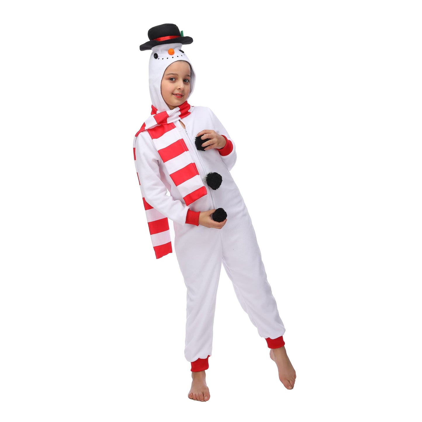 Wizland Kids Snowman Onesie One Piece Costume Unisex Christmas Costume Winter Fleece One-Piece Snowman 12-14