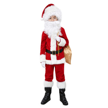 Elfjoy Children'S Santa Suit Kids Christmas Halloween Costume Cosplay Set Of 11 Pcs (Large)