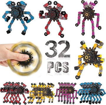 32 Pcs Deformable Robot Fidget Spinners Toys For Party Favor, Transformable Fingertip Spinner For Classroom Prizes, Christmas Va