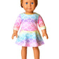 Rainbow Mermaid Dresses Matching Doll&Girls Long Sleeve Birthday Gifts 4T 5T