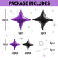 TONIFUL 30Pcs 26In&10In Star Balloons Black and Purple Four Pointed Foil Mini Star Mylar Balloons for Halloween Birthday Wedding