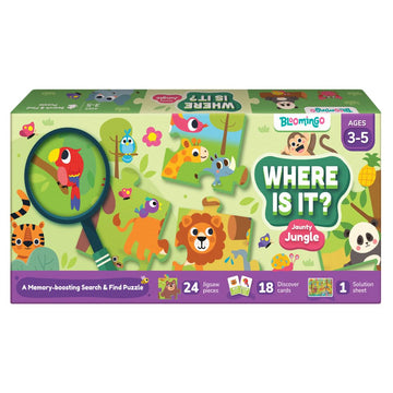 Bloomingo Where Is It? - Jaunty Jungle : Engaging Jungle Search Game For Kids | Develops Observation, Focus & Memory | 48-Piece 