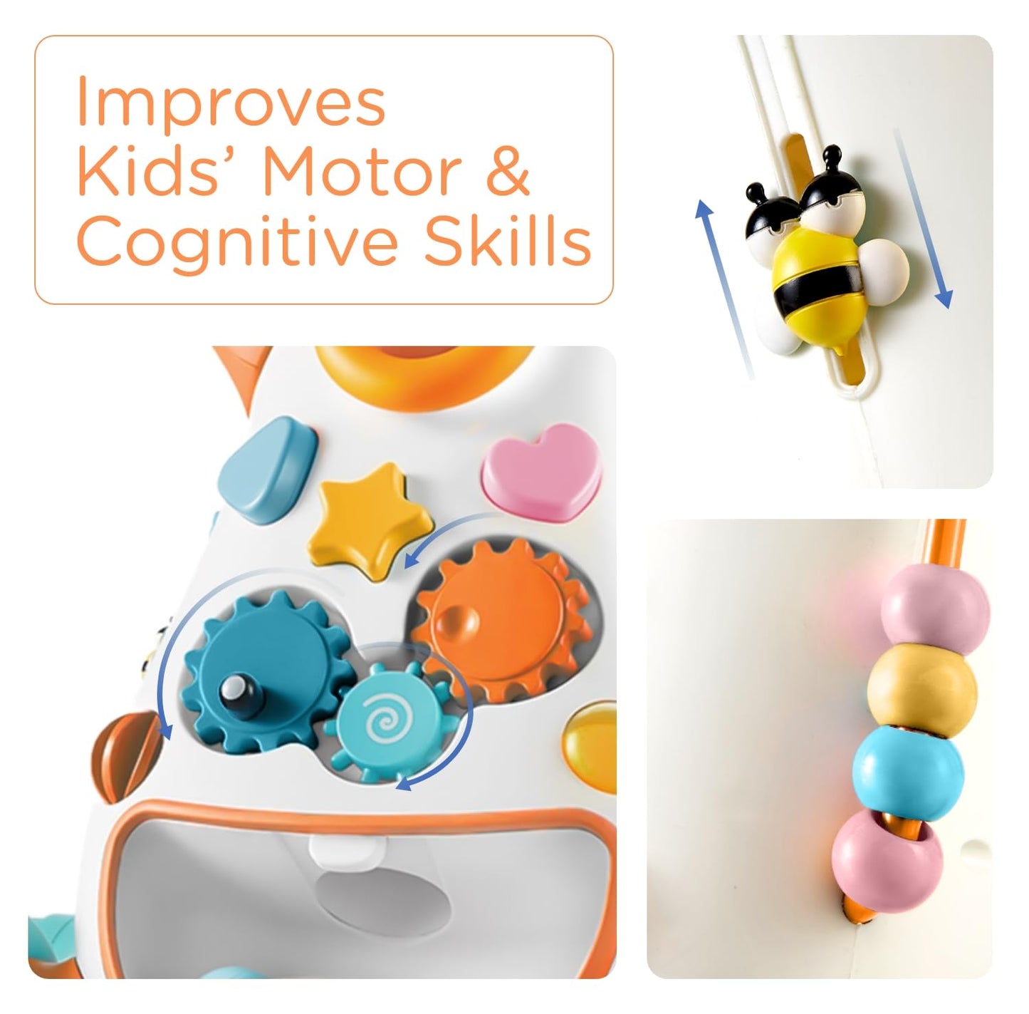 Kb Montessori Baby Walker - Interactive Push Toy For Toddlers Learning To Walk With Soft Music & Lights, Adjustable Speed & Non-