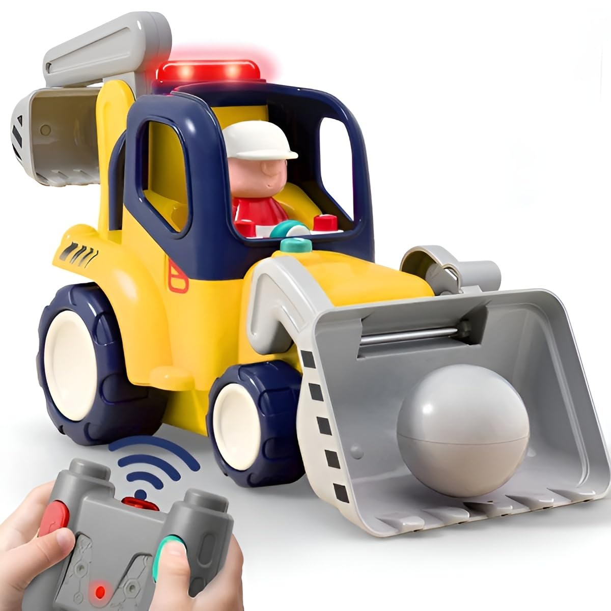 Toyrentto Toddler Remote Control Construction Truck With Lights & Sounds - Backhoe Loader Rc Vehicle For Ages24 - Ideal Birthday