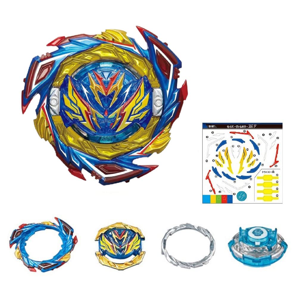 Konikiwa Bey Battling String Launcher  Savior Valkyrie Top Burst Launcher Set  Left and Right Spin Launcher DB Launcher Compatible with All Bey Burst Series - Blue